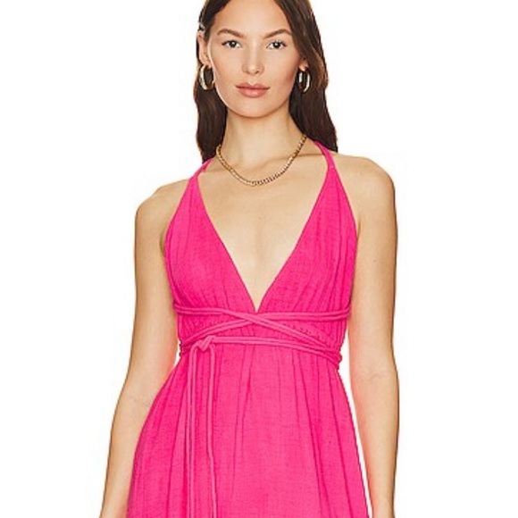 Sundress Sybille Dress in Cotton Gauze Fuchsia - Picture 2 of 9